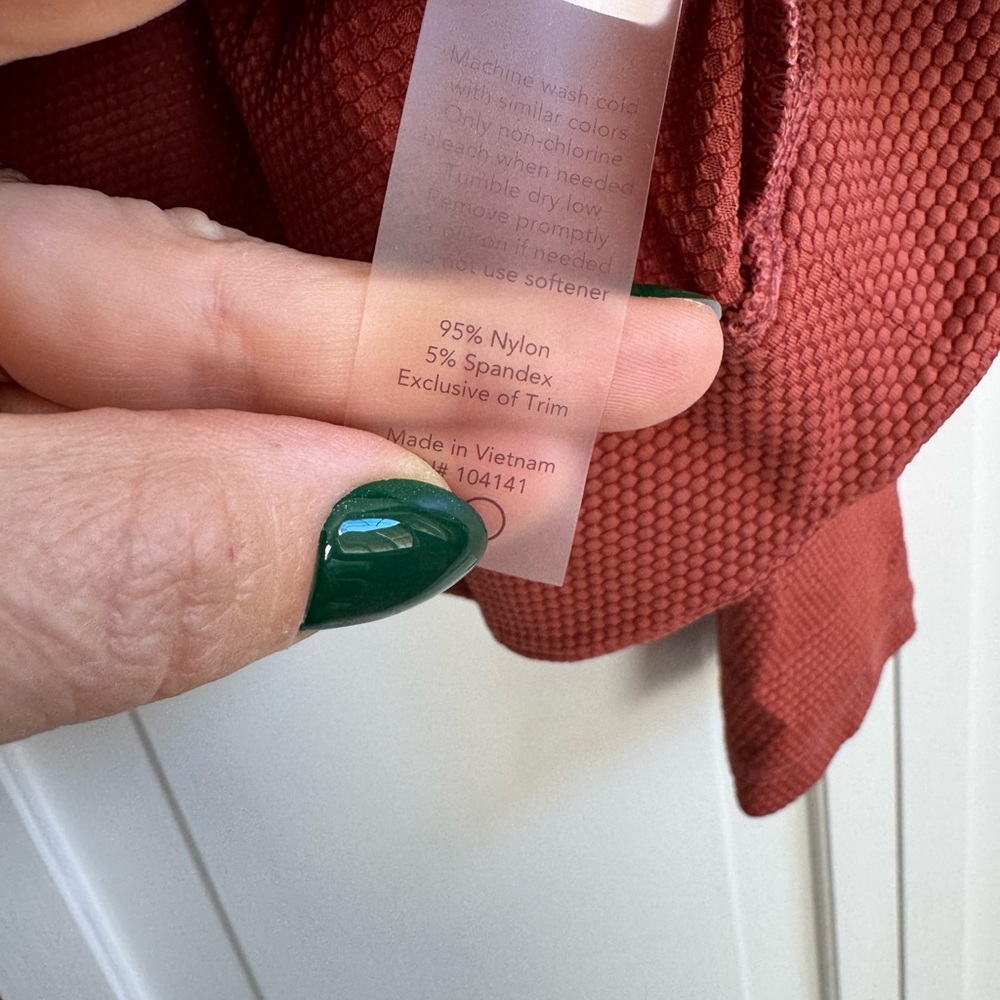 CALIA Bubble Mesh Long Sleeve Shirt in Rust - Picture 7 of 10
